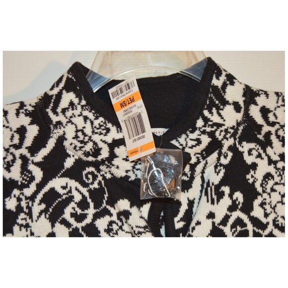 NEW JM Collection Macy's Black & White Sweater Knit Women's Size PET/SM Long Slv - Picture 4 of 5